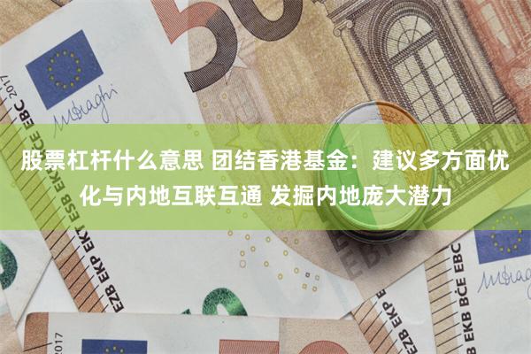 股票杠杆什么意思 团结香港基金：建议多方面优化与内地互联互通 发掘内地庞大潜力