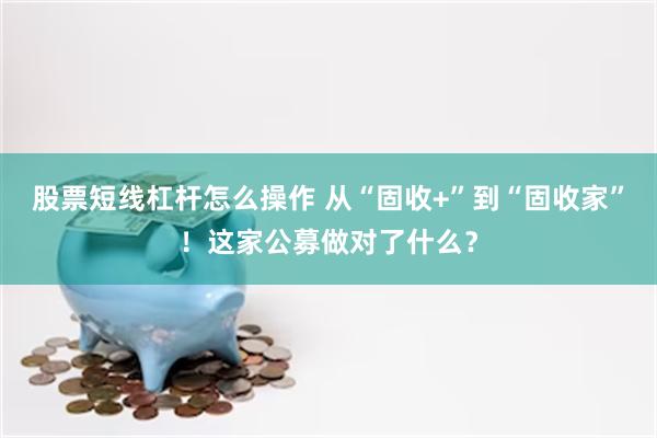 股票短线杠杆怎么操作 从“固收+”到“固收家”！这家公募做对